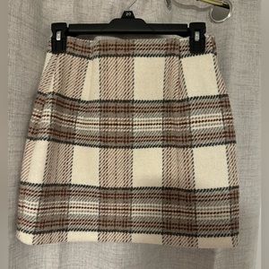 H&M Checkered Mini Skirt - Brown and Cream